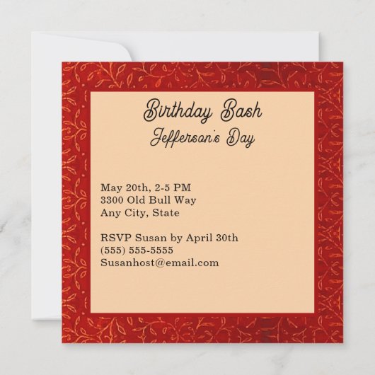 Invitation Poissons signe Zodiaque Poisson fête d'anniversair (Dos)