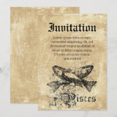 Invitation Poissons Zodiac vintages (Devant / Derrière)