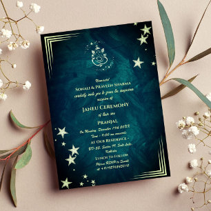 Invitation Poite Janeu Upanayanam Hindu Saint Thread Blue Gol