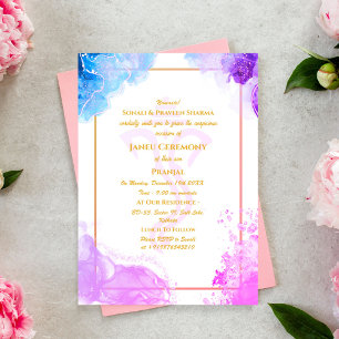 Invitation Poite Janeu Upanayanam Hindu Saint Thread Blue Gol