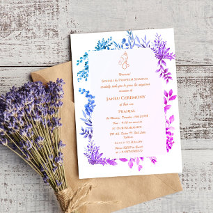 Invitation Poite Janeu Upanayanam Hindu Saint Thread Blue Gol