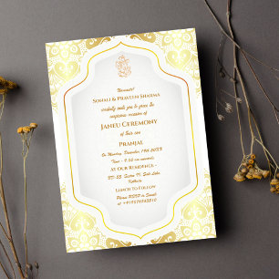 Invitation Poite Janeu Upanayanam Hindu Saint Thread Blue Gol