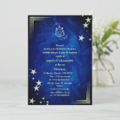 Invitation Poite Janeu Upanayanam Hindu Saint Thread Blue Gol (Debout devant)