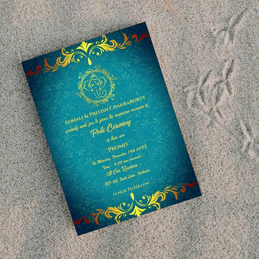 Invitation Poite Janeu Upanayanam Hindu Saint Thread Floral