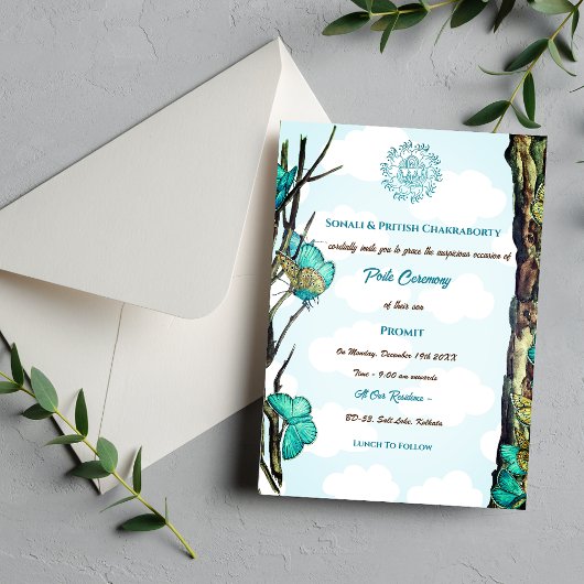 Invitation Poite Janeu Upanayanam Hindu Saint Thread Papillon