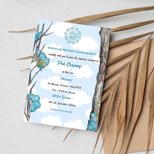 Invitation Poite Janeu Upanayanam Hindu Saint Thread Papillon