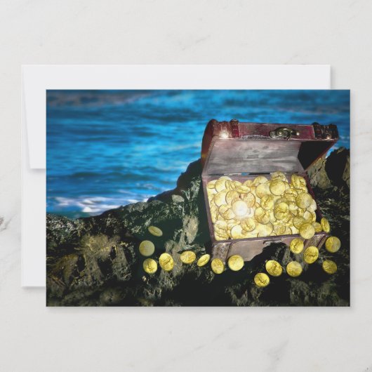 Invitation Poitrine au trésor d'or sur les rochers (Devant)