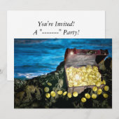 Invitation Poitrine au trésor d'or sur les rochers (Devant / Derrière)