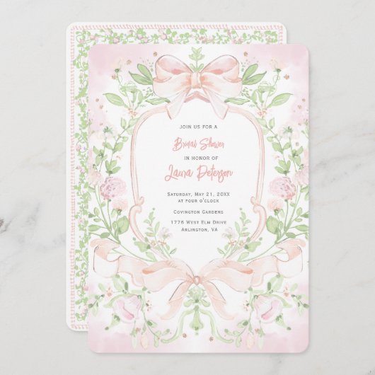 Invitation Poitrine douce avec Fête des mariées de vaches ros (Devant / Derrière)