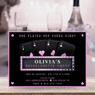 Invitation Poker Aces rose et noir Bachelorette Party