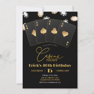 Invitation Poker Card Casino Nuit 40e 50e Anniversaire Adulte