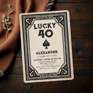 Invitation Poker Casino Vintage As de Pique Hommes 40e Annive