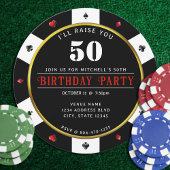 Invitation Poker Chip 50e fête d'anniversaire