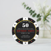 Invitation Poker Chip 50e fête d'anniversaire (Debout devant)