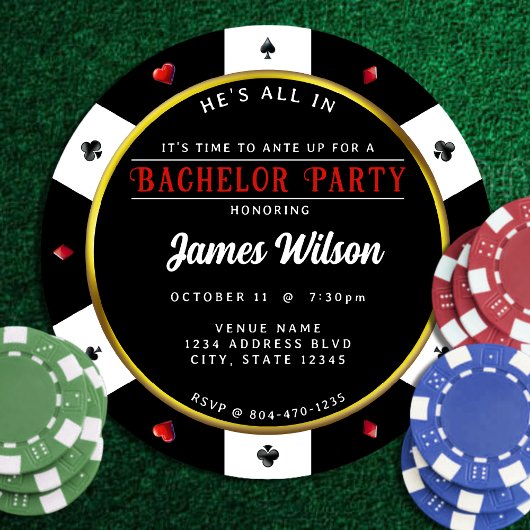Invitation Poker Chip Bachelor Party