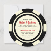 Invitation Poker Chip Black Off White Las Vegas Mariage (Dos)