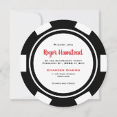 Invitation Poker Chip Black Red White Retraite Party (Dos)
