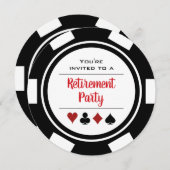 Invitation Poker Chip Black Red White Retraite Party (Devant / Derrière)