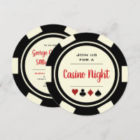 Poker Chip Black White Casino Nuit Anniversaire