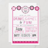Invitation Poker de nuit pour filles Anniversaire (Devant / Derrière)
