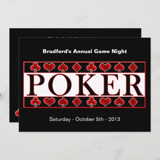 INVITATION POKER - NUIT DE JEU (Devant / Derrière)