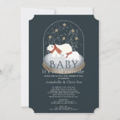 Invitation Polar Bear its Cold Navy Baby shower par courrier (Devant)