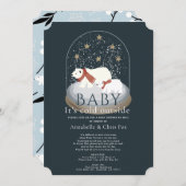 Invitation Polar Bear its Cold Navy Baby shower par courrier (Devant / Derrière)