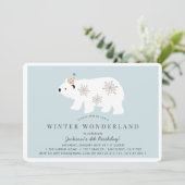 Invitation Polar Bear Winter Wonderland Bleu Anniversaire (Debout devant)
