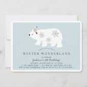 Invitation Polar Bear Winter Wonderland Bleu Anniversaire (Devant)