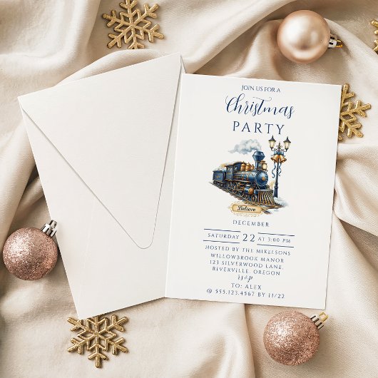 Invitation Polar Express Train Christmas Party