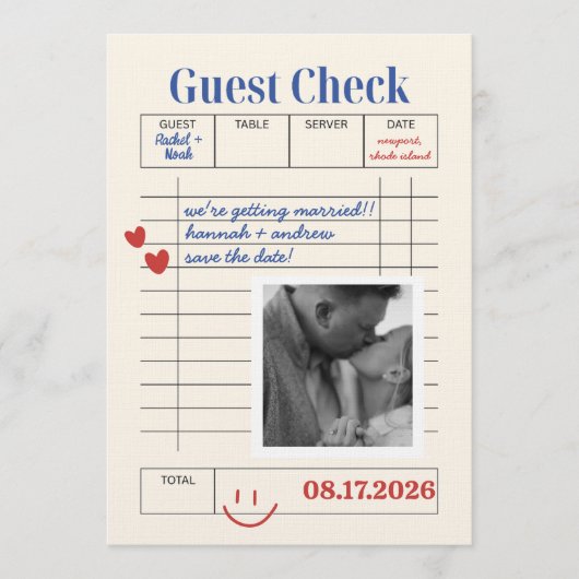 Invitation POLAROID Guest Check Save The Date  (Devant)