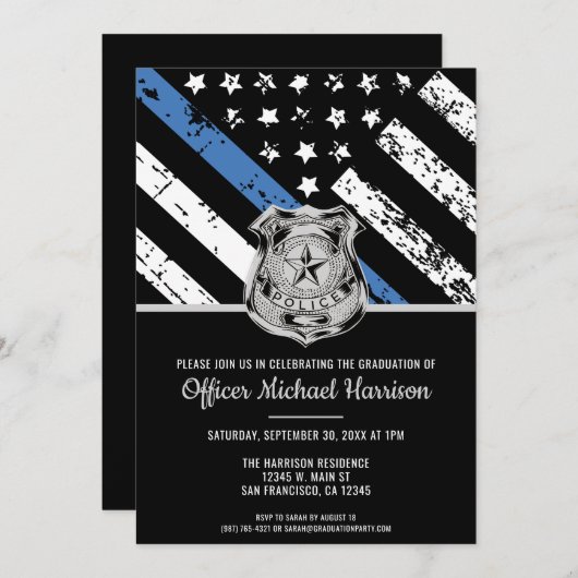 Invitation Police Academy Graduation Police (Devant / Derrière)