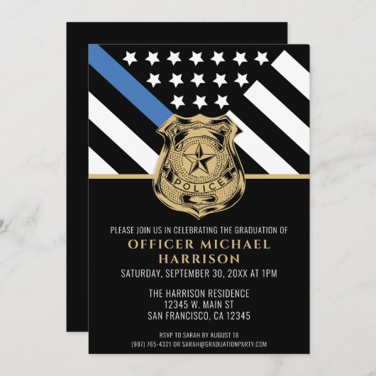 Invitation Police Academy Police Law Enforcement Party (Devant / Derrière)