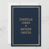 Invitation Police bleu marine or machine à écrire police mari (Dos)