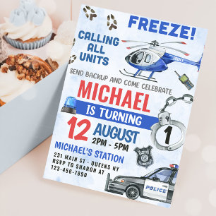 Invitation Police Boy 1er anniversaire fête