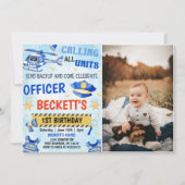 Invitation Police Boy 1er Anniversaire Photo (Devant)