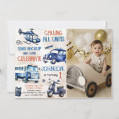 Invitation Police Boy 1er Anniversaire Photo (Devant)