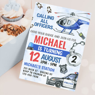 Invitation Police Boy 2e fête d'anniversaire