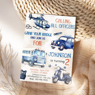 Invitation Police Boy 2e fête d'anniversaire