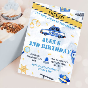 Invitation Police Boy 2e fête d'anniversaire