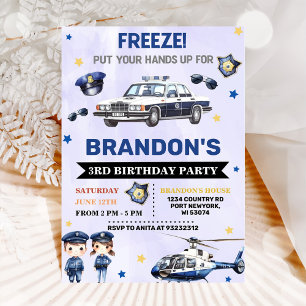 Invitation Police Boy 3e fête d'anniversaire