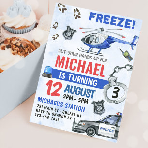 Invitation Police Boy 3e fête d'anniversaire