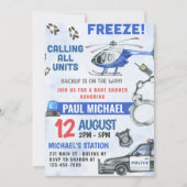 Invitation Police Boy Baby shower Party (Devant)