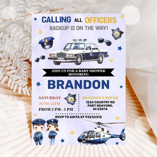 Invitation Police Boy Baby shower Party