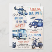 Invitation Police Boy Baby shower Party (Devant)