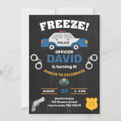 Invitation Police Boy Birthday Party Policier Chalkboard (Devant)