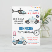 Invitation Police Cop Policeman fête d'anniversaire (Debout devant)