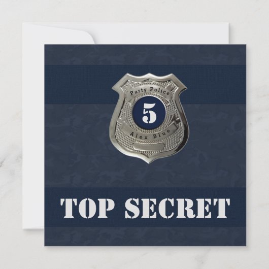 Invitation Police Créative thème bleu 5ème anniversaire (Dos)