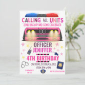 Invitation Police de Girl Pink Anniversaire (Debout devant)