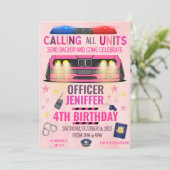 Invitation Police de Girl Pink Anniversaire (Debout devant)